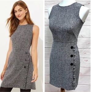 LOFT Gray Button-Detail Mini Dress